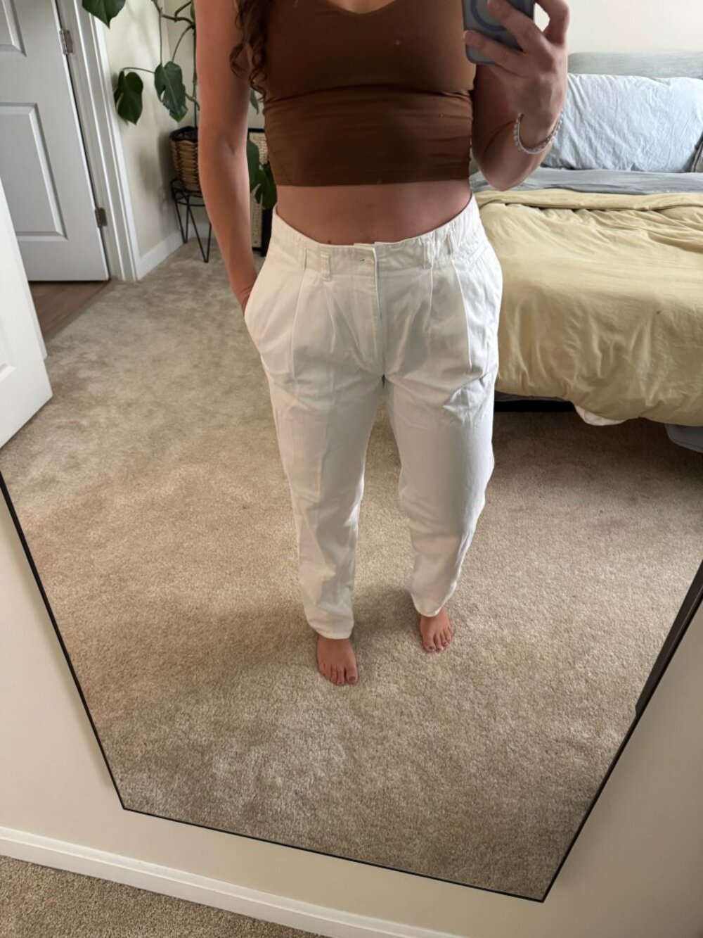 Vintage Brittania White Pleated Trousers Size 34
